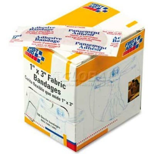 First Aid Only,. First Aid Only G-122 Fabric Bandages, 1 x 3, 100/Box G-122